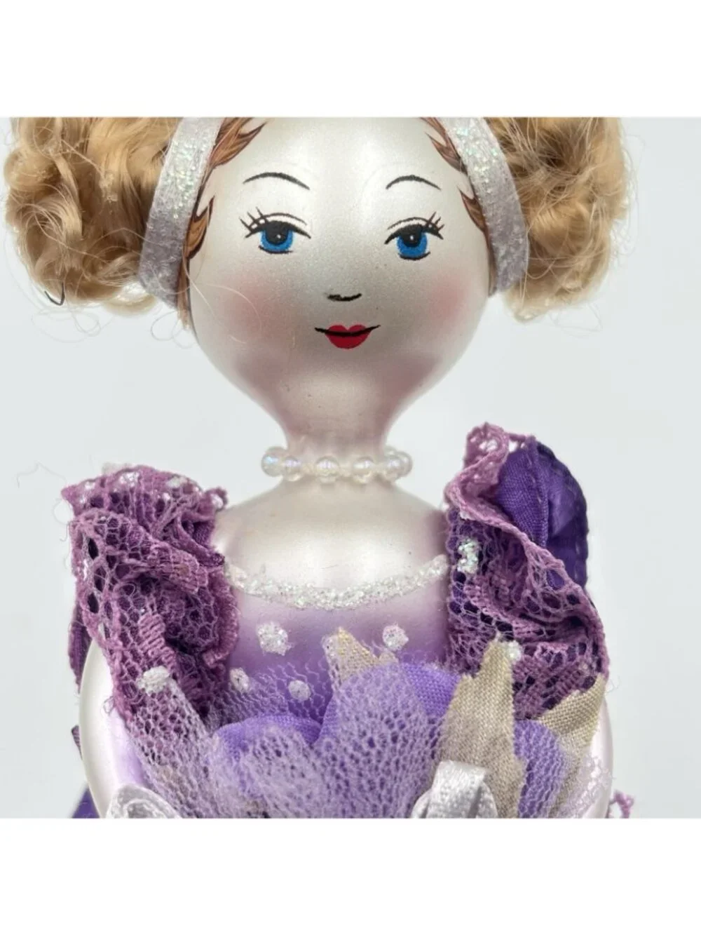 De Carlini Icicle Girl Blown Glass Christmas Ornament Purple Ladies Elegance 6”